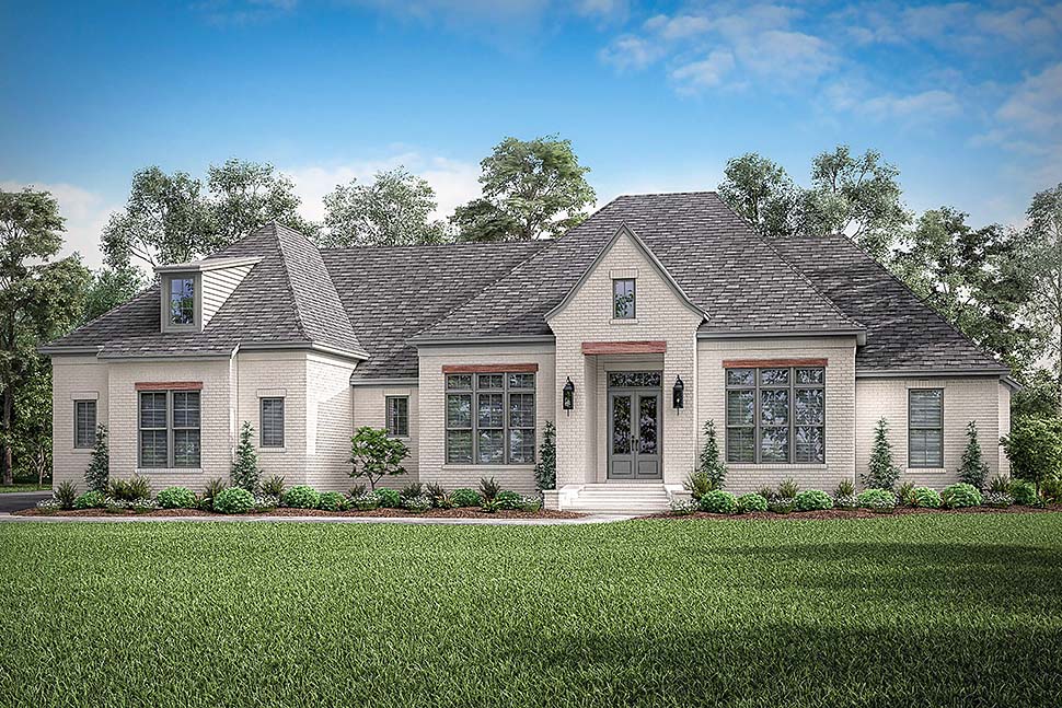 Country, European, French Country Plan with 3032 Sq. Ft., 4 Bedrooms, 3 Bathrooms, 3 Car Garage Picture 4