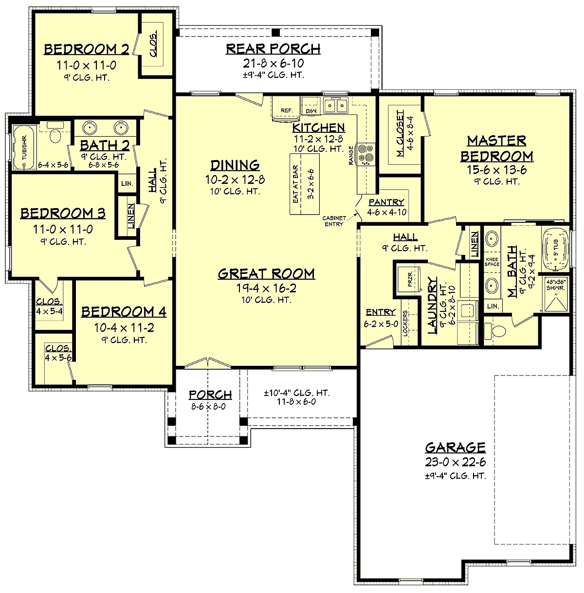 Country Craftsman Farmhouse New American Style Level One of Plan 56704