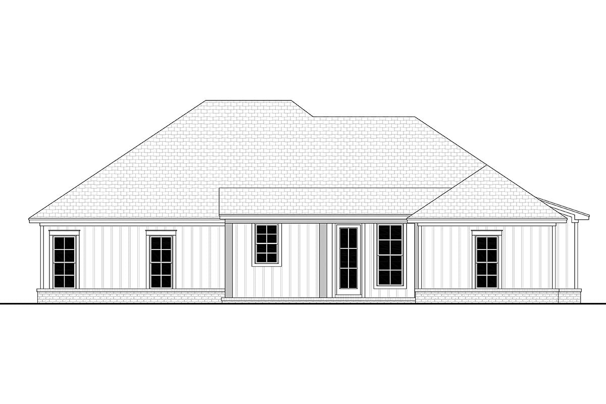 Country Craftsman Farmhouse New American Style Rear Elevation of Plan 56704
