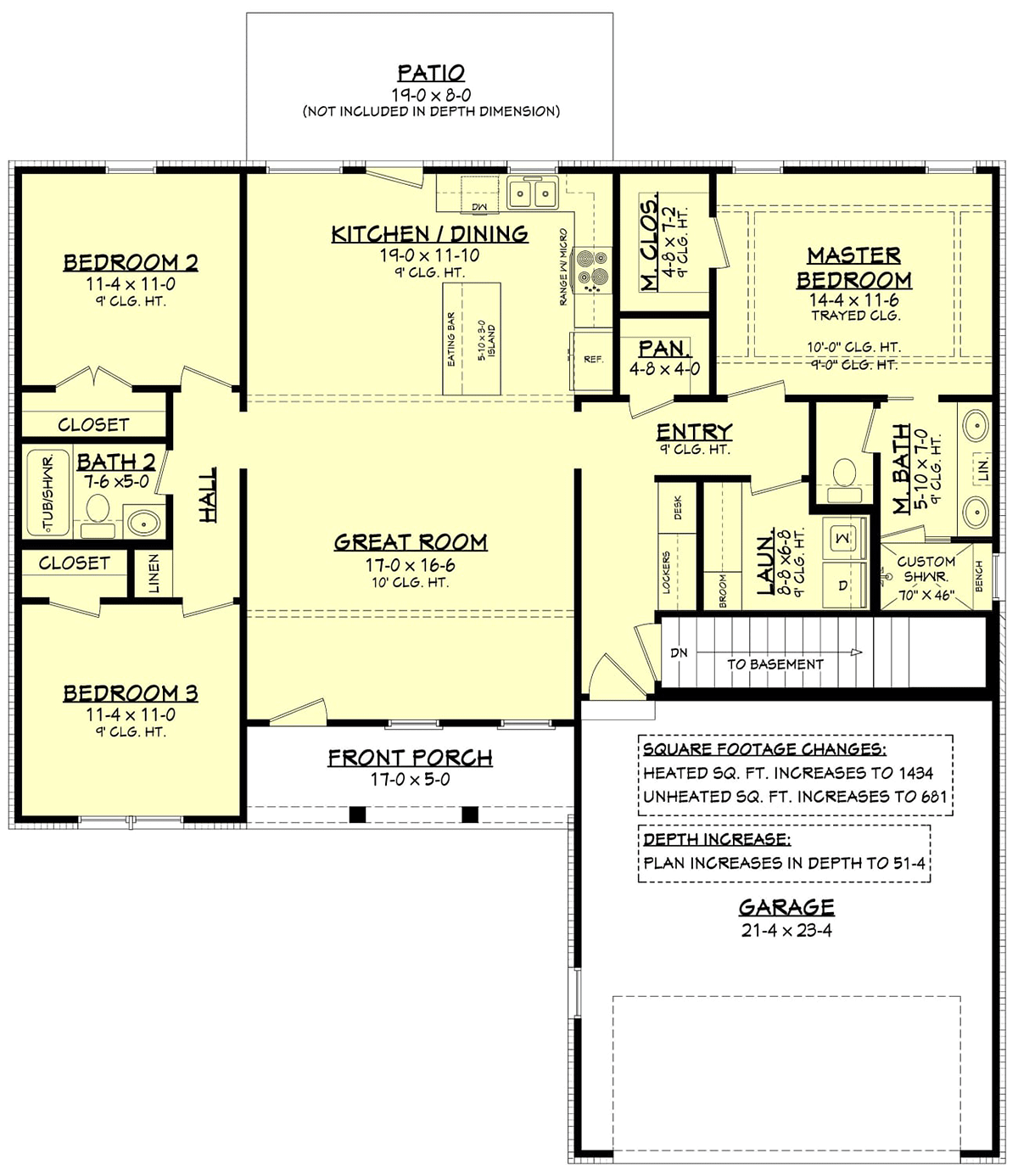 Country Farmhouse Traditional Alternate Level One of Plan 56705