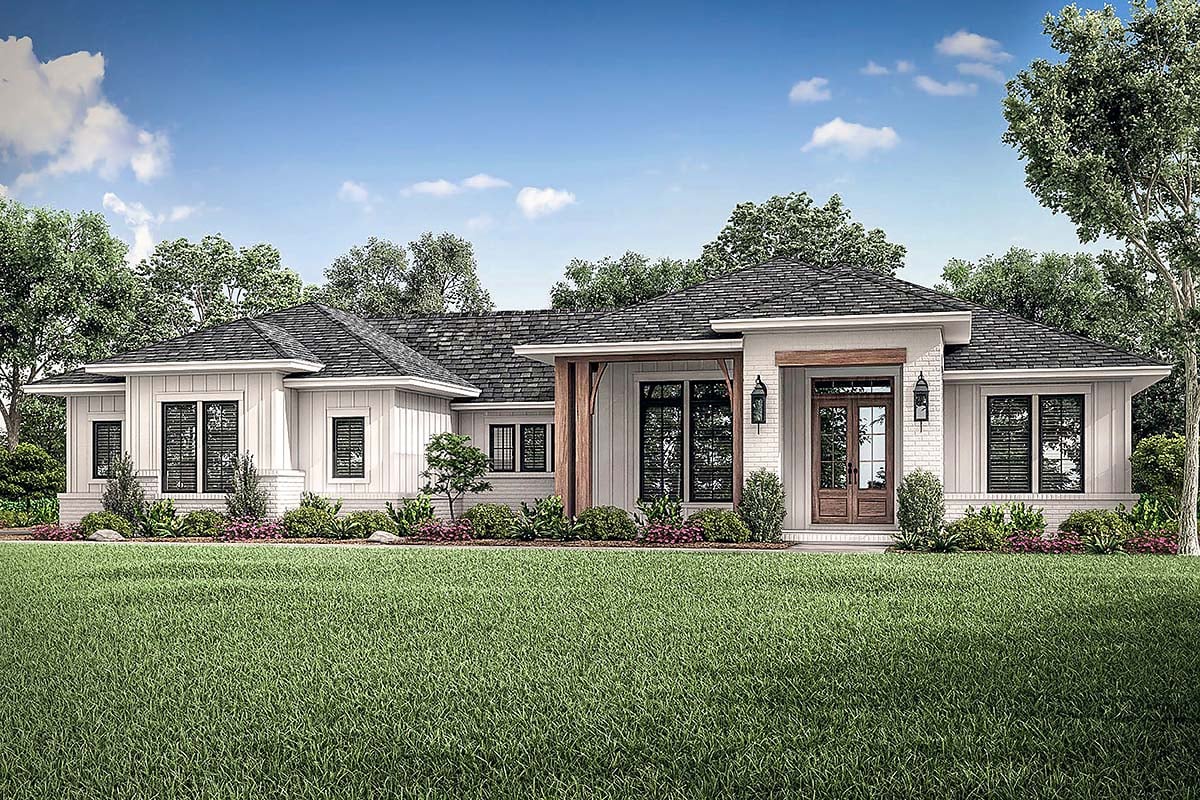 Country, Farmhouse, Ranch Plan with 2330 Sq. Ft., 3 Bedrooms, 3 Bathrooms, 2 Car Garage Elevation