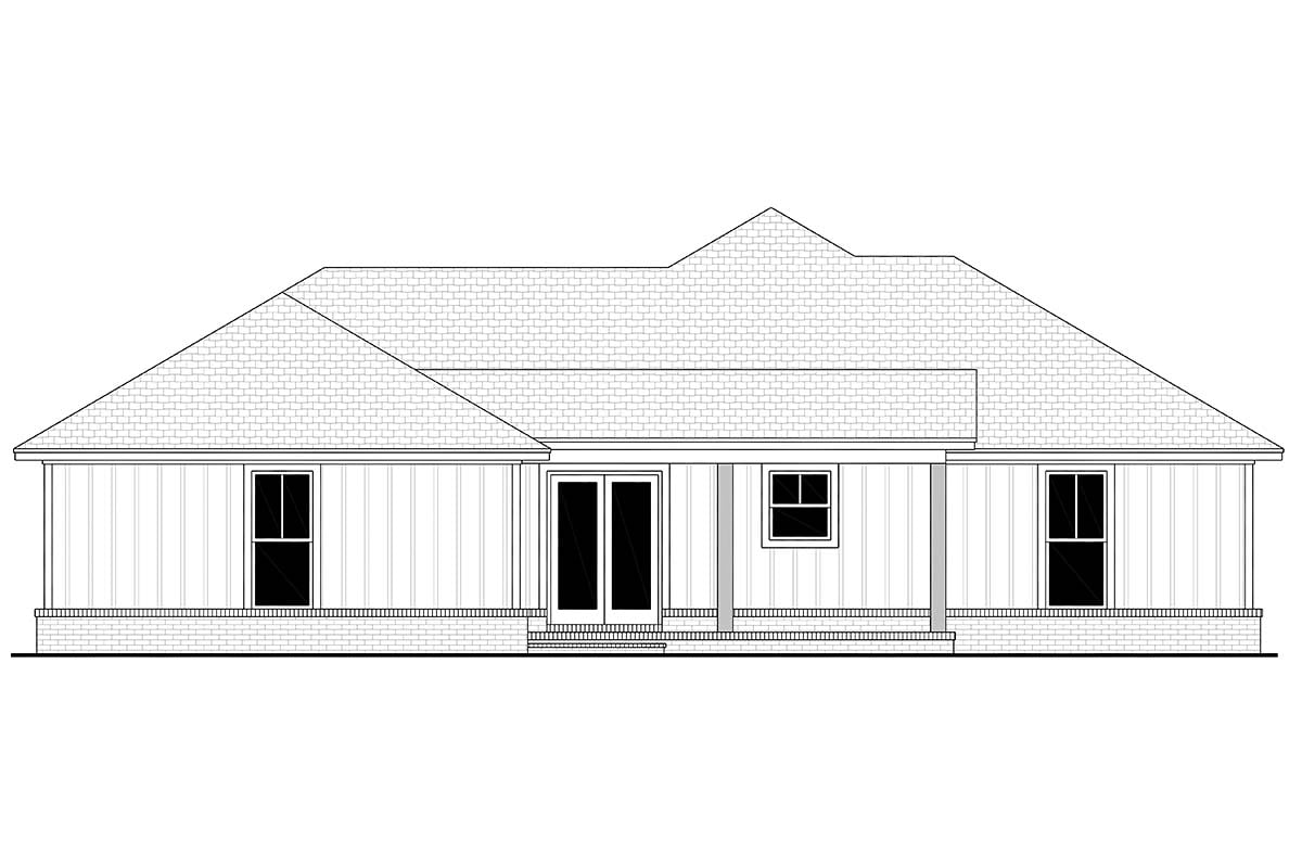 Country Craftsman Farmhouse Traditional Rear Elevation of Plan 56708