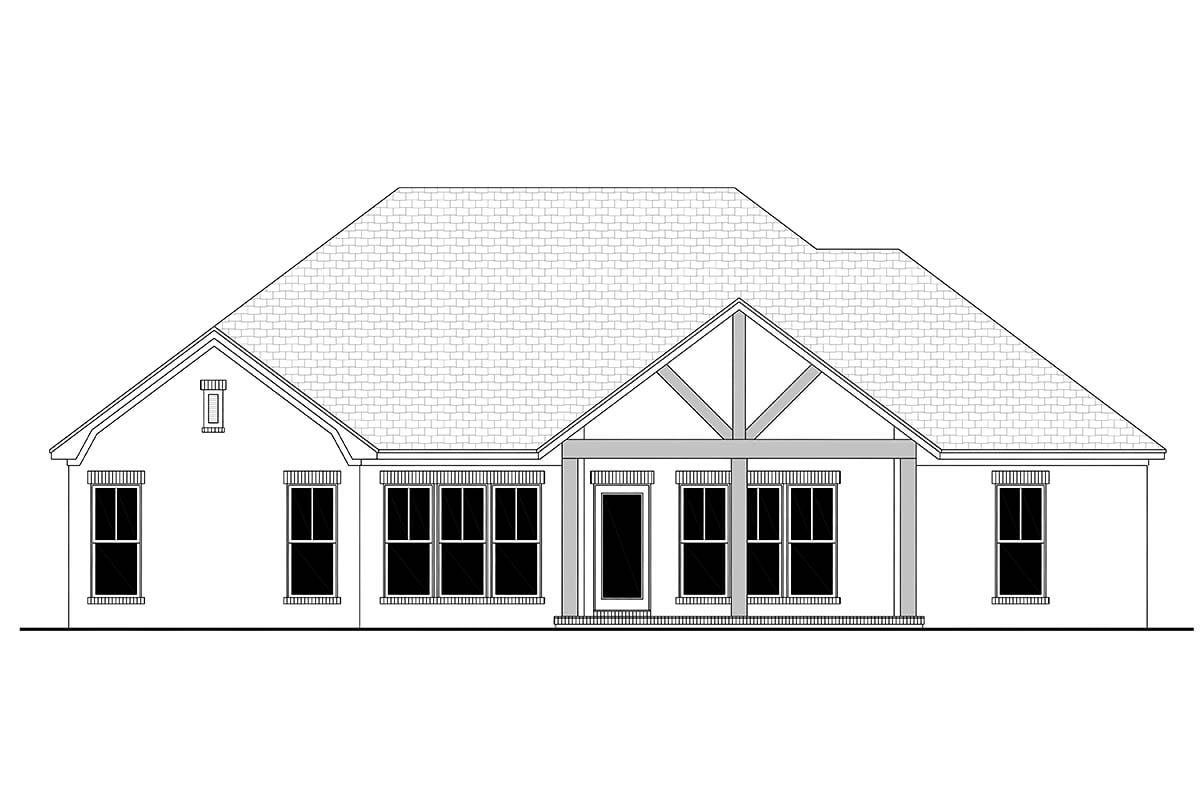 Country French Country One-Story Traditional Rear Elevation of Plan 56709
