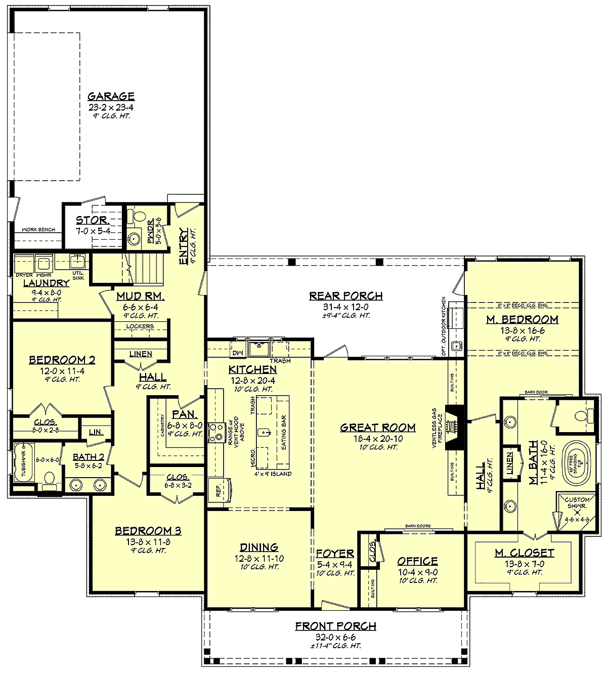 Acadian Country French Country Southern Level One of Plan 56711