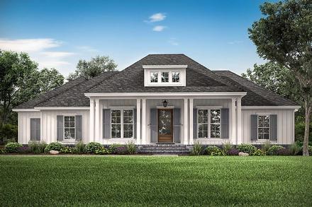 Acadian Country French Country Southern Elevation of Plan 56711