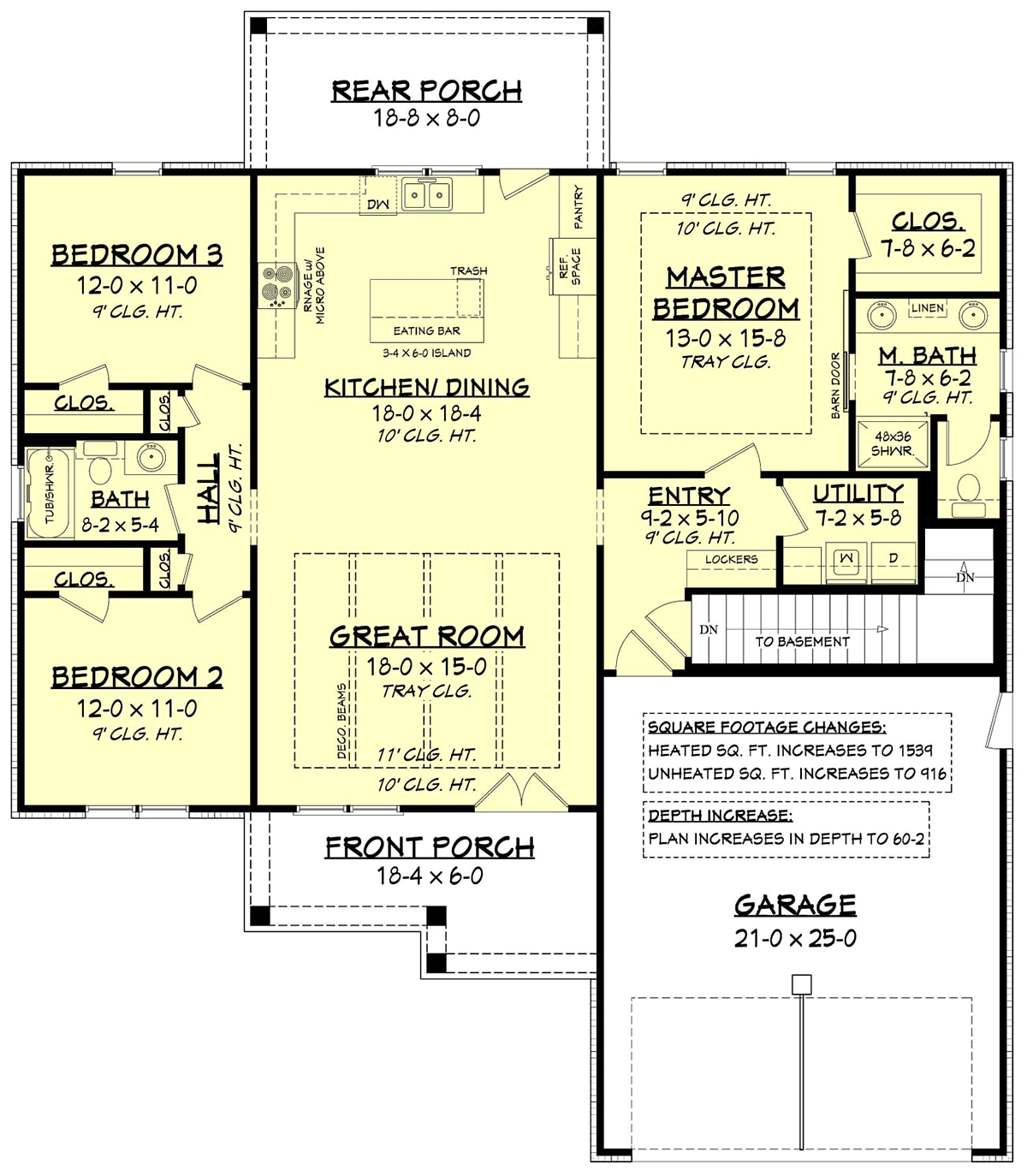Country Farmhouse New American Style Southern Traditional Alternate Level One of Plan 56712