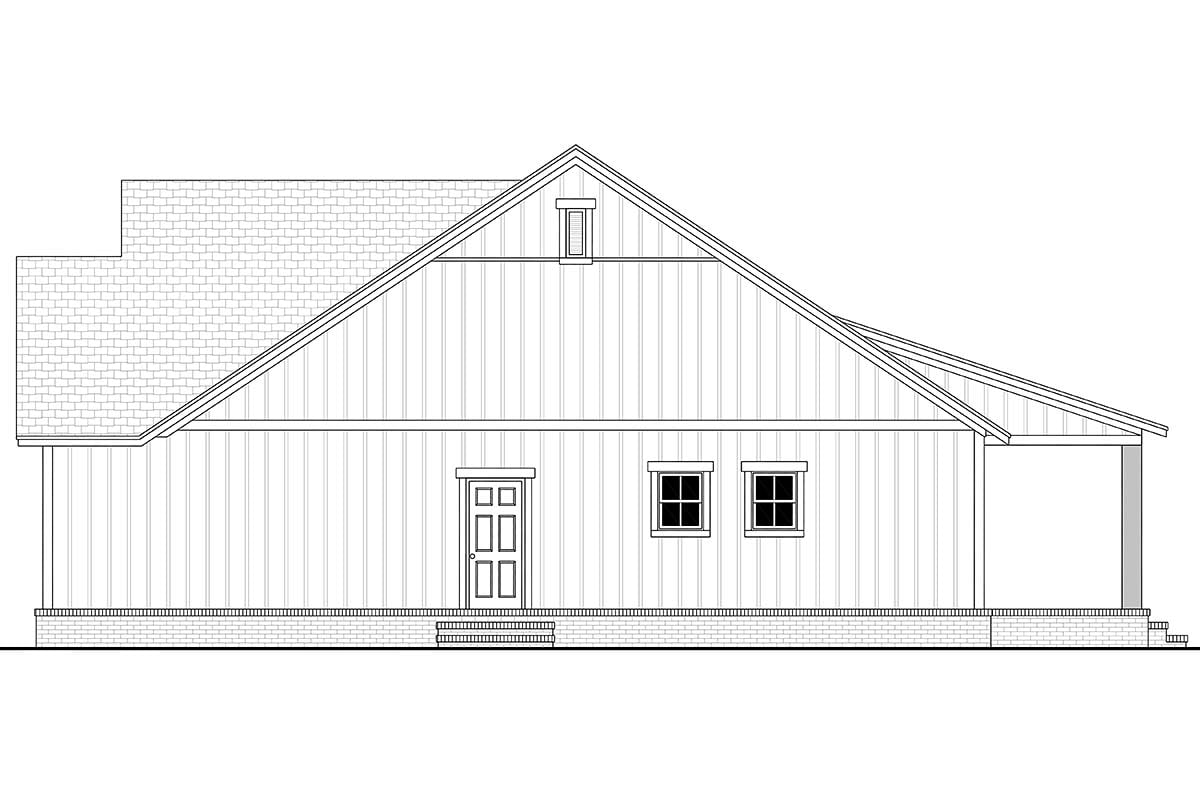 Country, Farmhouse, New American Style, Southern, Traditional Plan with 1521 Sq. Ft., 3 Bedrooms, 2 Bathrooms, 2 Car Garage Picture 2