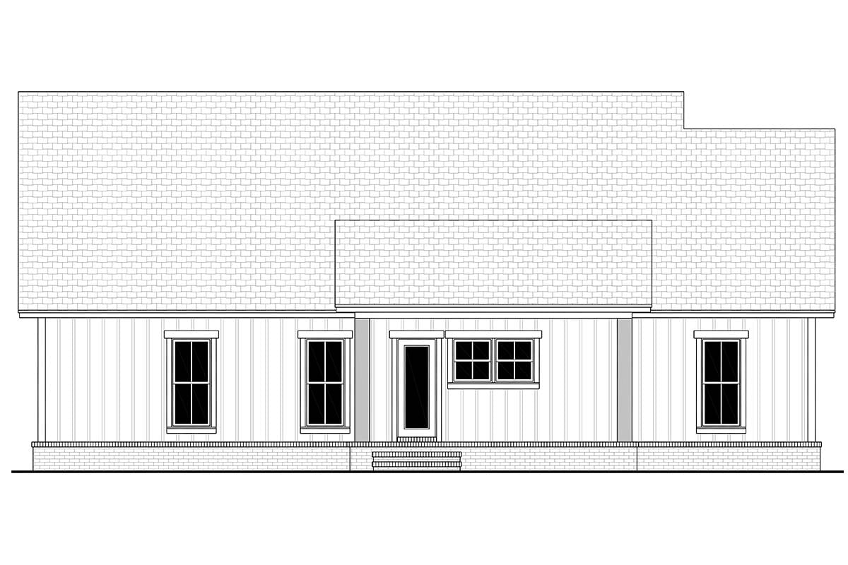 Country Farmhouse Southern Traditional Rear Elevation of Plan 56712