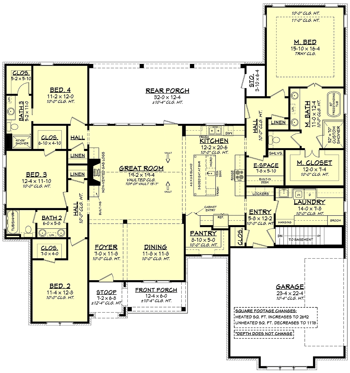 Country Farmhouse French Country Alternate Level One of Plan 56714