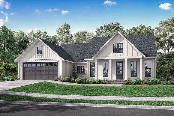 Country, Farmhouse, One-Story, Traditional House Plan 56715 with 3 Beds, 2 Baths, 2 Car Garage Elevation
