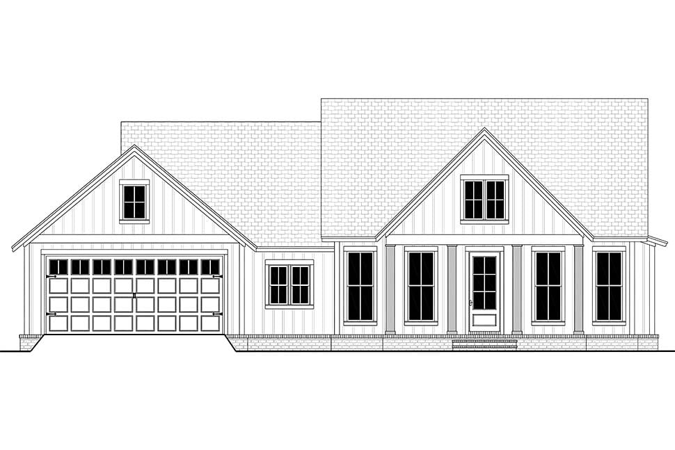Country, Farmhouse, New American Style, One-Story, Traditional Plan with 1706 Sq. Ft., 3 Bedrooms, 2 Bathrooms, 2 Car Garage Picture 4