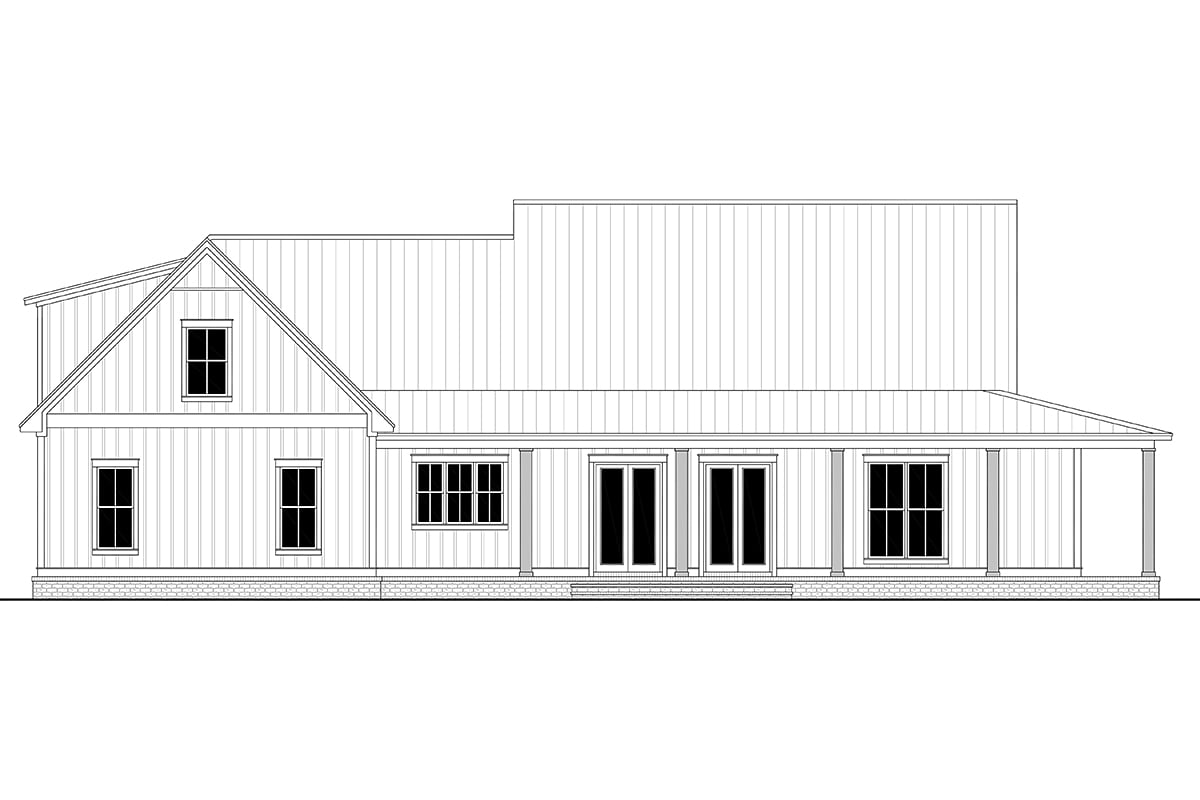 Country Craftsman Farmhouse Rear Elevation of Plan 56717