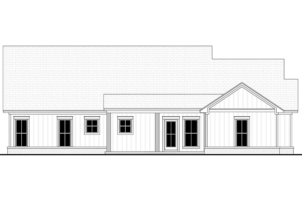 Country Farmhouse One-Story Rear Elevation of Plan 56719
