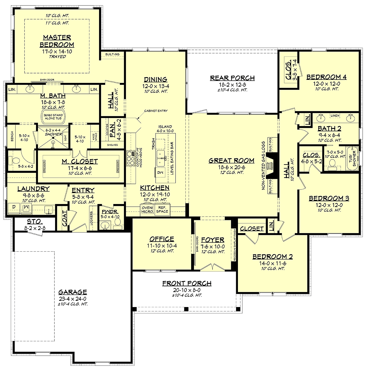 Country Craftsman Farmhouse One-Story Traditional Level One of Plan 56720