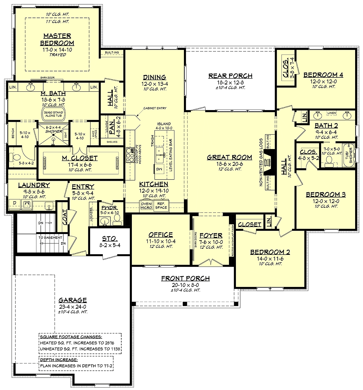 Country Craftsman Farmhouse One-Story Traditional Alternate Level One of Plan 56720