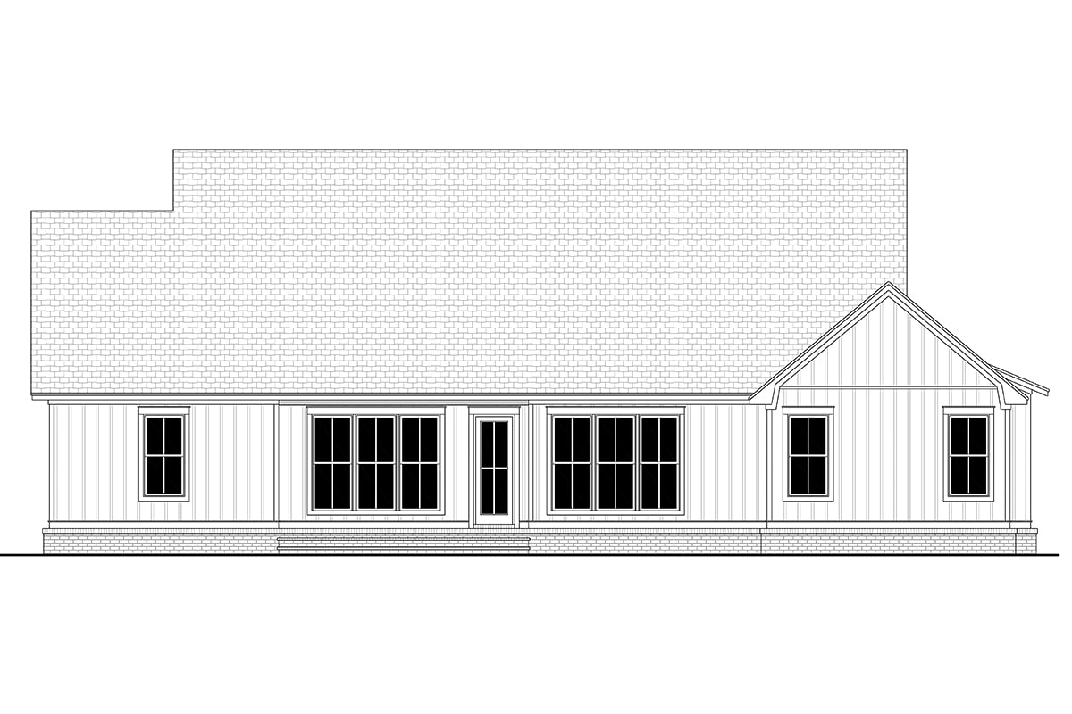 Country Craftsman Farmhouse One-Story Traditional Rear Elevation of Plan 56720
