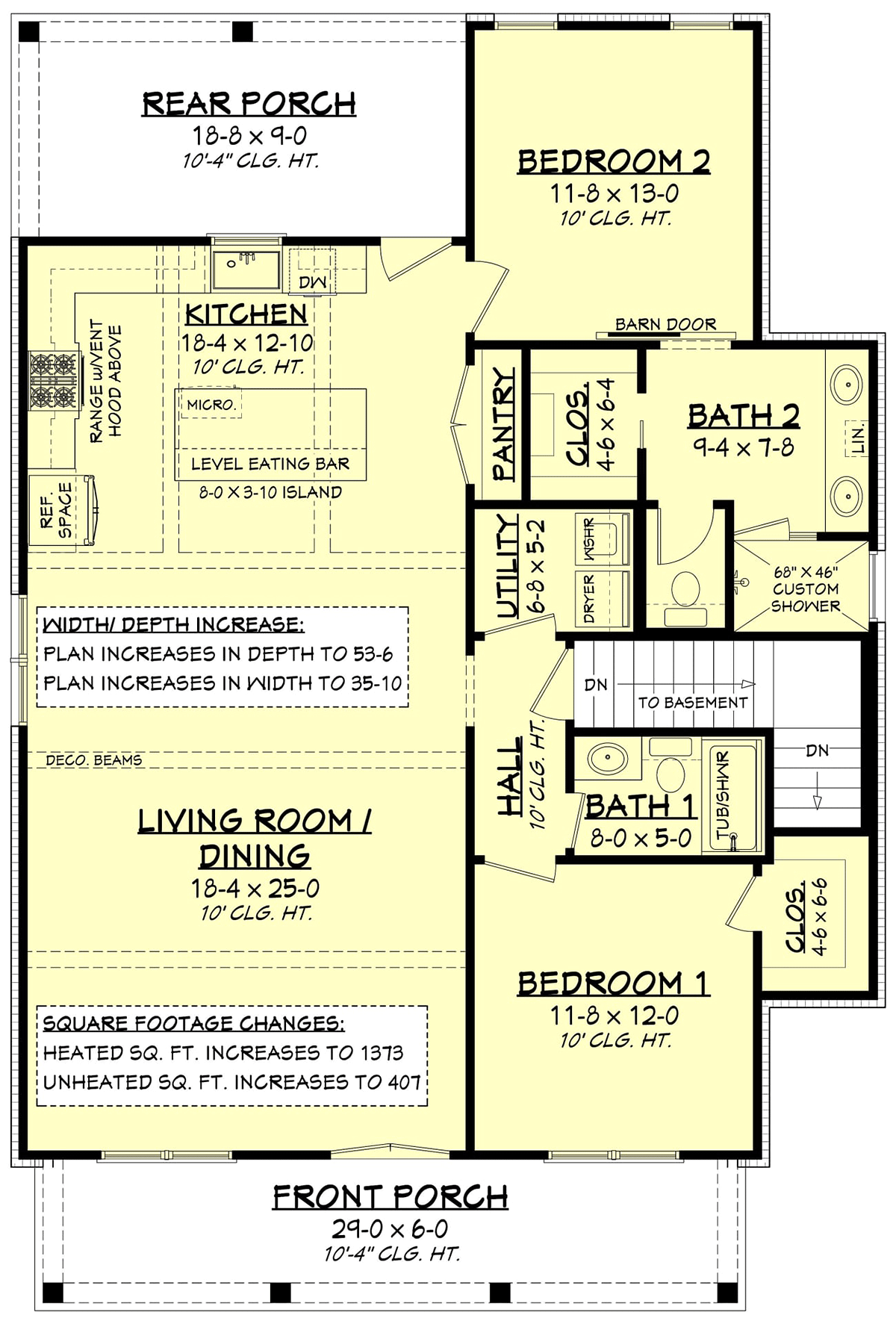 Cottage Country Farmhouse Alternate Level One of Plan 56721