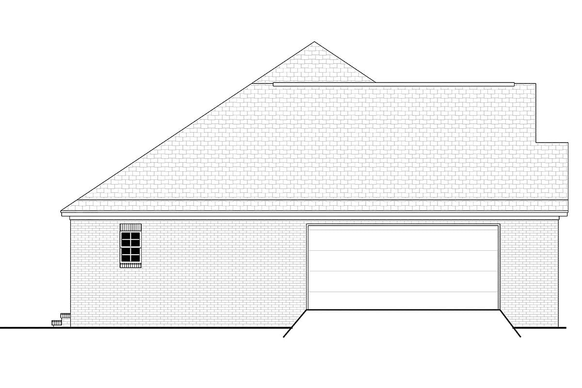 Acadian, Colonial, French Country, Southern Plan with 1500 Sq. Ft., 3 Bedrooms, 2 Bathrooms, 2 Car Garage Picture 3