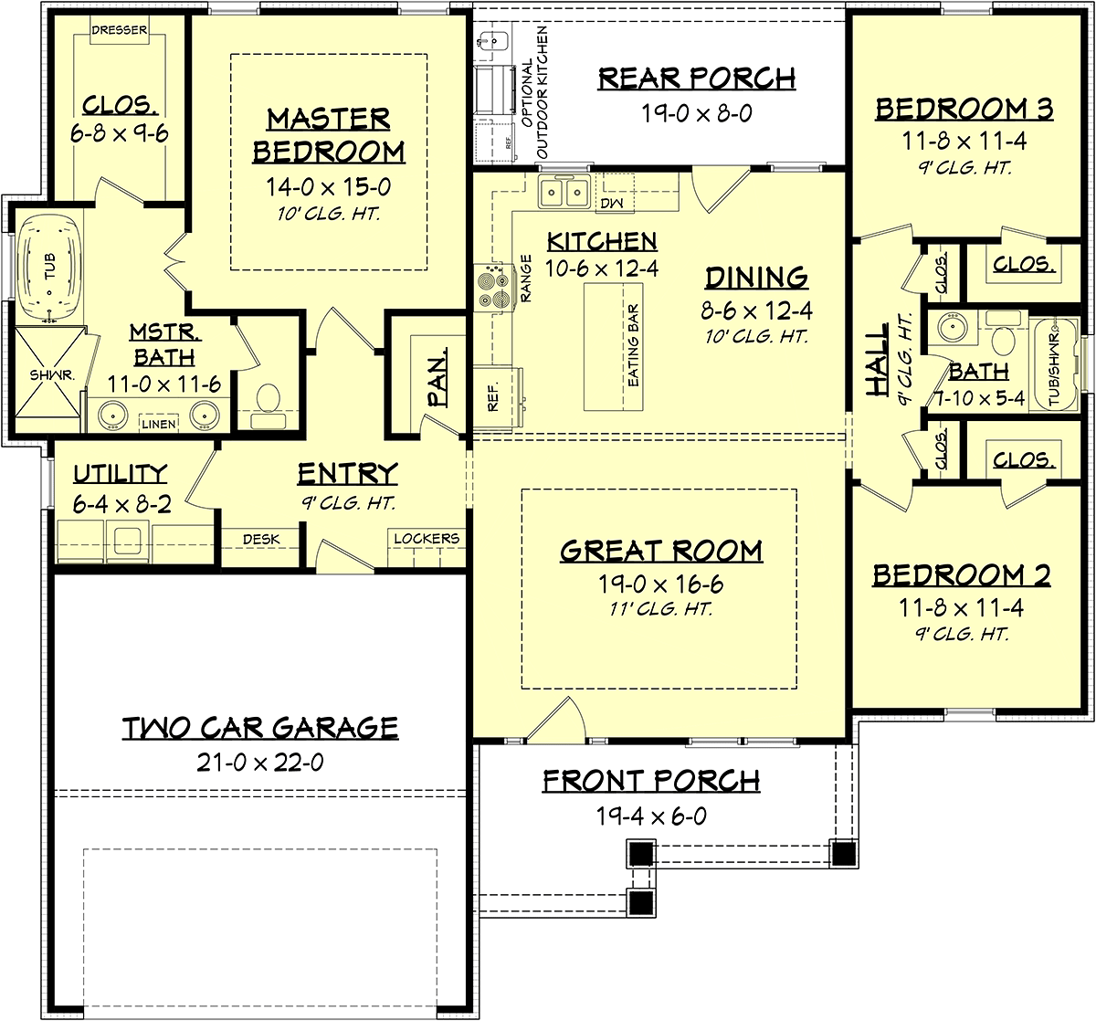 Cottage Country Craftsman Traditional Alternate Level One of Plan 56901