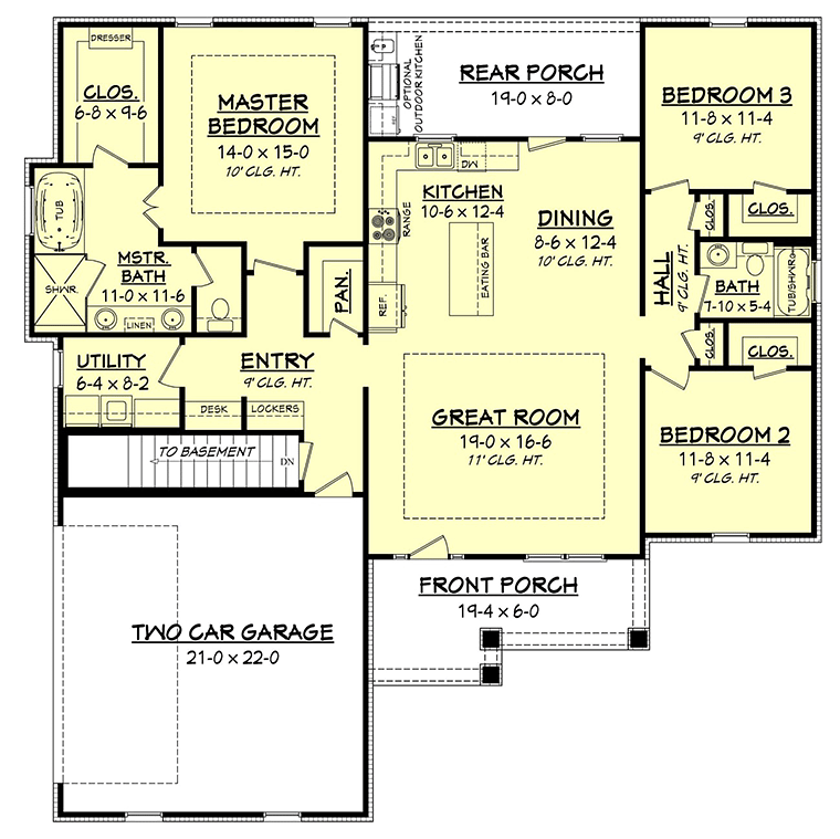 Cottage Country Craftsman Traditional Alternate Level One of Plan 56901