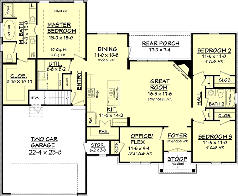 French Country Traditional Level One of Plan 56906