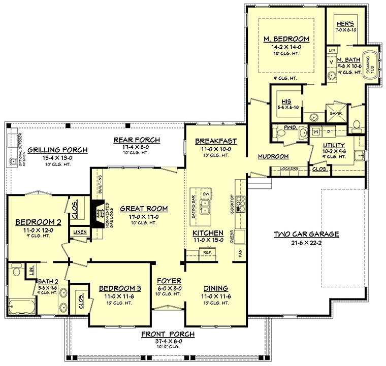 Country Ranch Southern Traditional Level One of Plan 56909