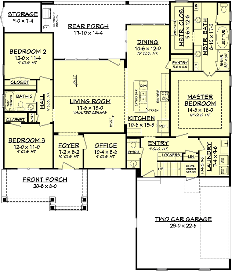 Country Craftsman Southern Traditional Alternate Level One of Plan 56910
