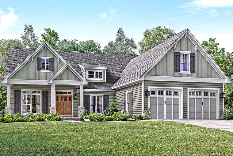 Country, Craftsman, Southern, Traditional Plan with 2004 Sq. Ft., 3 Bedrooms, 3 Bathrooms, 2 Car Garage Elevation