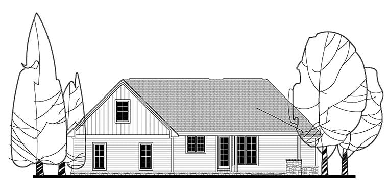 Country Craftsman Traditional Rear Elevation of Plan 56914