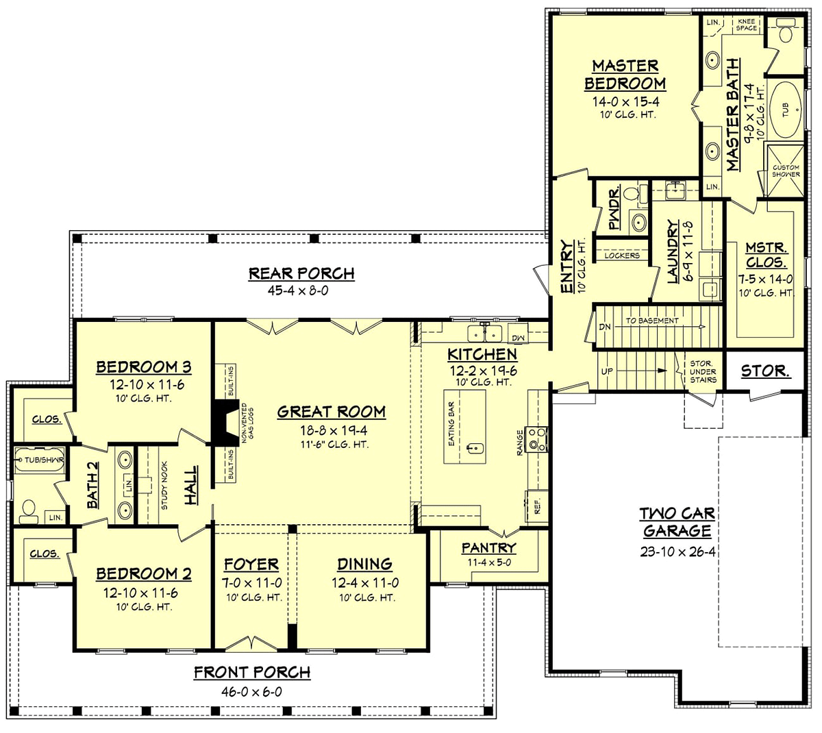 Country Farmhouse Southern Traditional Alternate Level One of Plan 56916