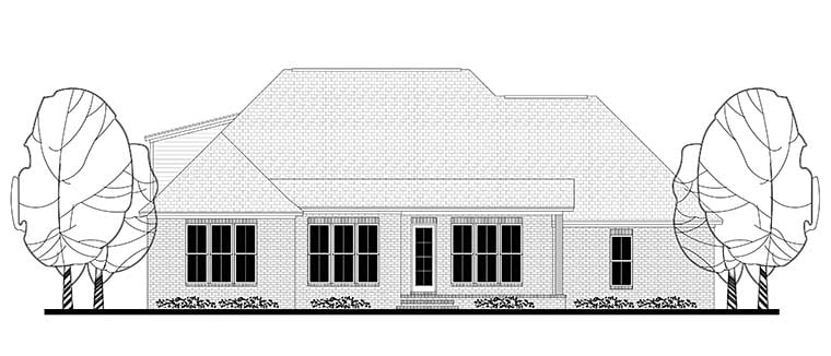 Country Craftsman Traditional Rear Elevation of Plan 56917