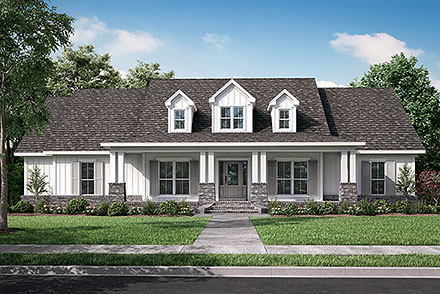 Country Craftsman Southern Traditional Elevation of Plan 56919