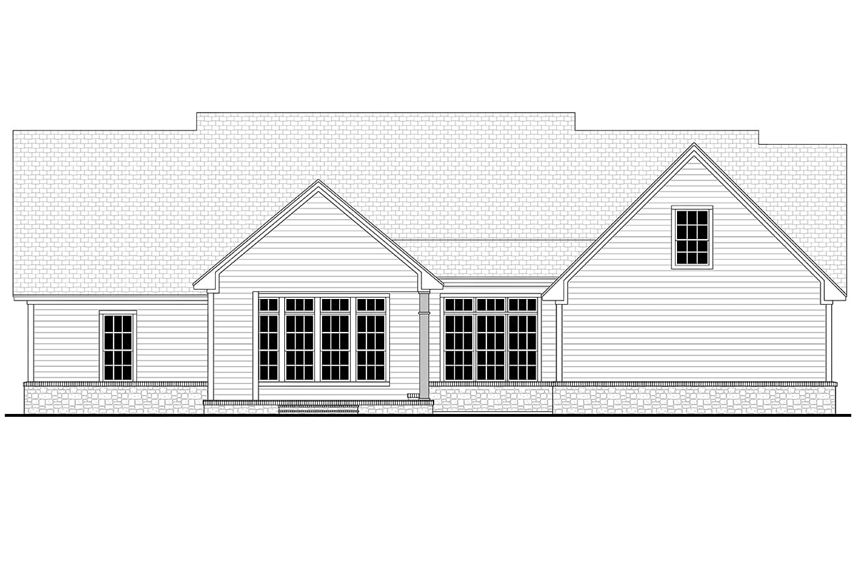 Country Craftsman Southern Traditional Rear Elevation of Plan 56919