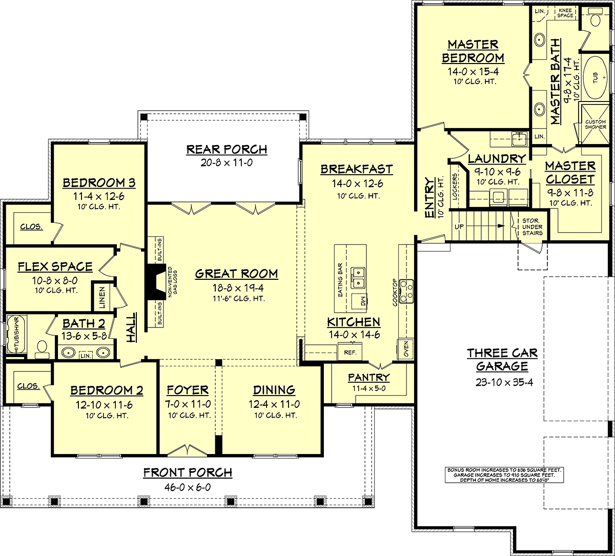 Country Farmhouse Southern Traditional Alternate Level One of Plan 56920