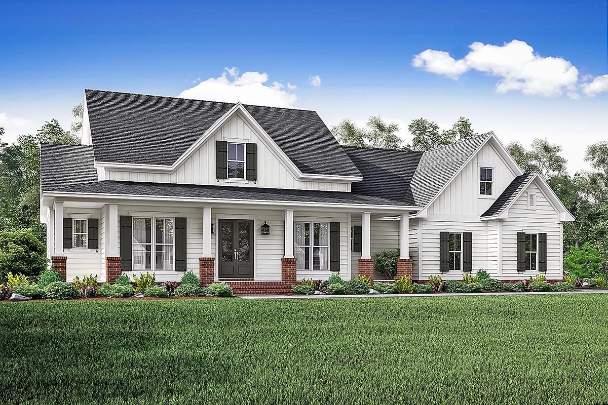 Country, Farmhouse, Southern, Traditional Plan with 2469 Sq. Ft., 3 Bedrooms, 2 Bathrooms, 2 Car Garage Picture 2