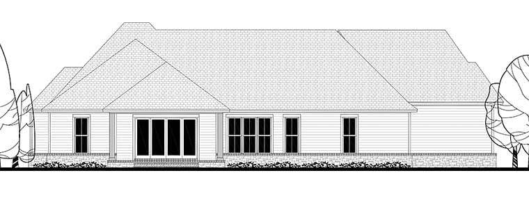 Country Craftsman Farmhouse Traditional Rear Elevation of Plan 56921