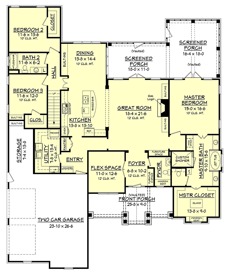 Country Craftsman Traditional Level One of Plan 56922