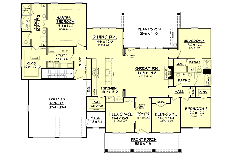 Country Ranch Traditional Level One of Plan 56923