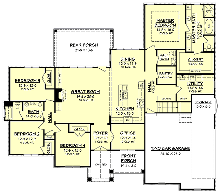 Country Craftsman Traditional Level One of Plan 56924