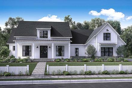 Country Farmhouse Southern Elevation of Plan 56925