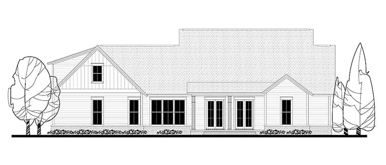 Country Farmhouse Southern Rear Elevation of Plan 56925