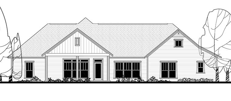 Country Craftsman Traditional Rear Elevation of Plan 56927