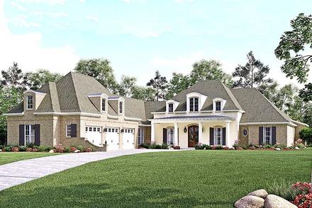 Acadian European French Country Southern Elevation of Plan 56929