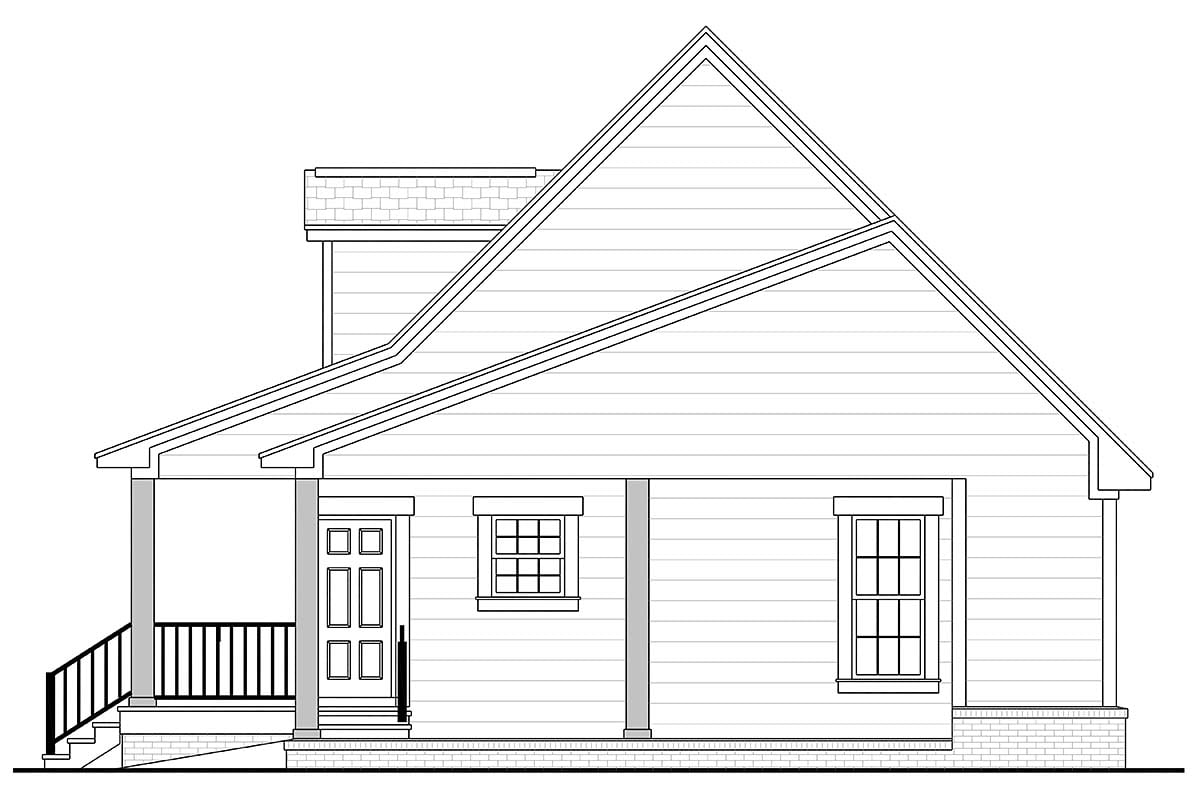 Cabin, Country, New American Style, Southern Plan with 900 Sq. Ft., 2 Bedrooms, 2 Bathrooms, 1 Car Garage Picture 2