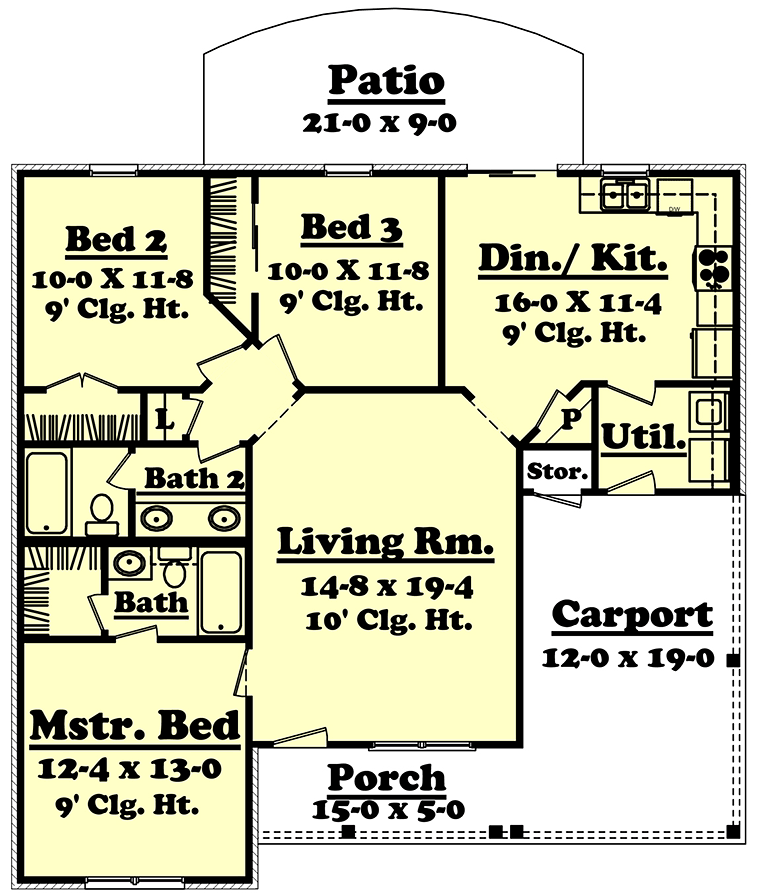 Country Ranch Traditional Level One of Plan 56934