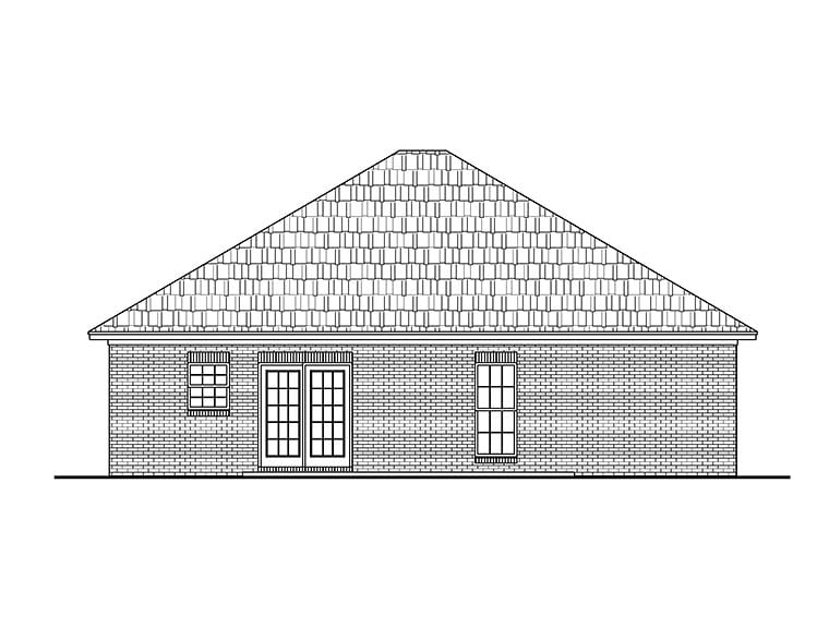 Country Ranch Traditional Rear Elevation of Plan 56934