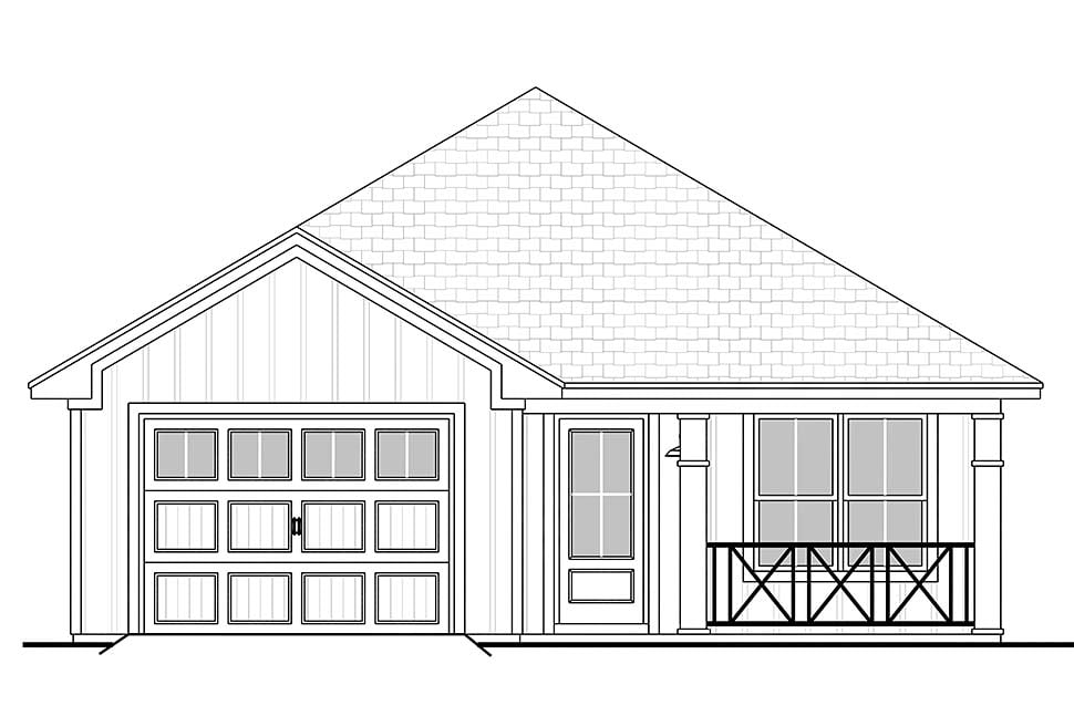 Country, Ranch, Traditional Plan with 1250 Sq. Ft., 3 Bedrooms, 2 Bathrooms, 1 Car Garage Picture 4