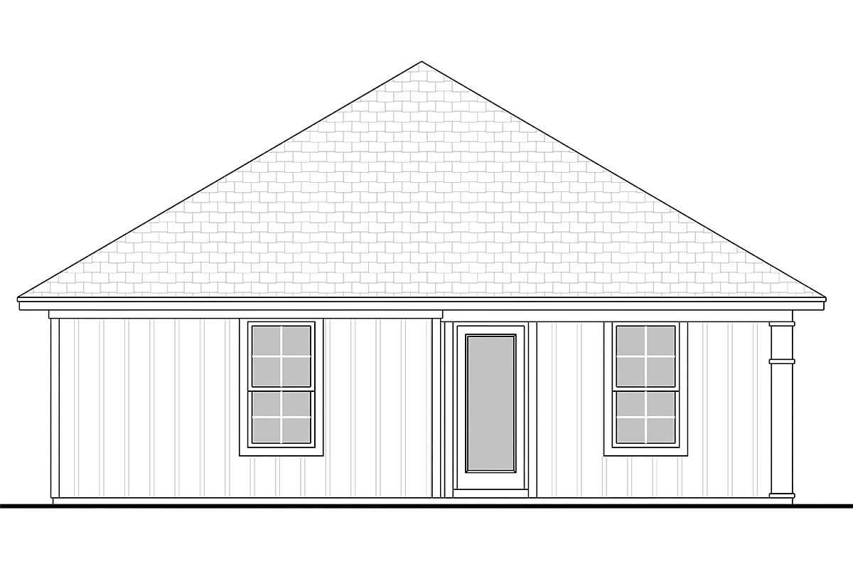 Country Ranch Traditional Rear Elevation of Plan 56936