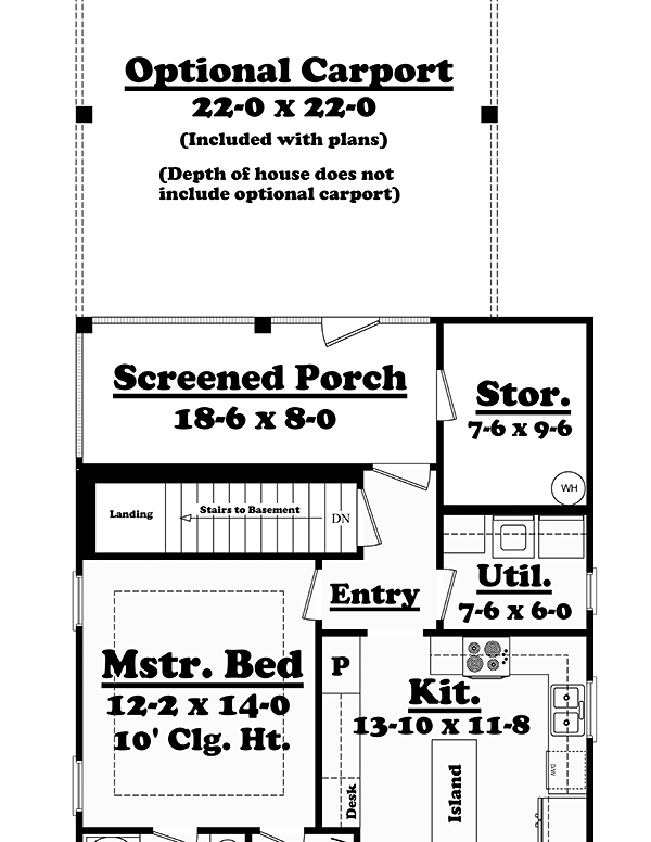 Cottage Country Southern Traditional Alternate Level One of Plan 56937