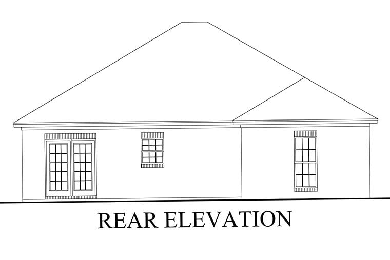 Country Ranch Traditional Rear Elevation of Plan 56939